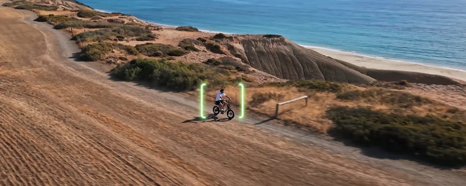 a cyclist being tracked by the dji lito x1