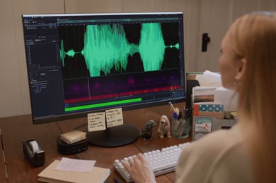 someone editing a float recording from the dji mic 3