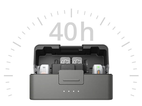 40 hour battery life showing above the charging case