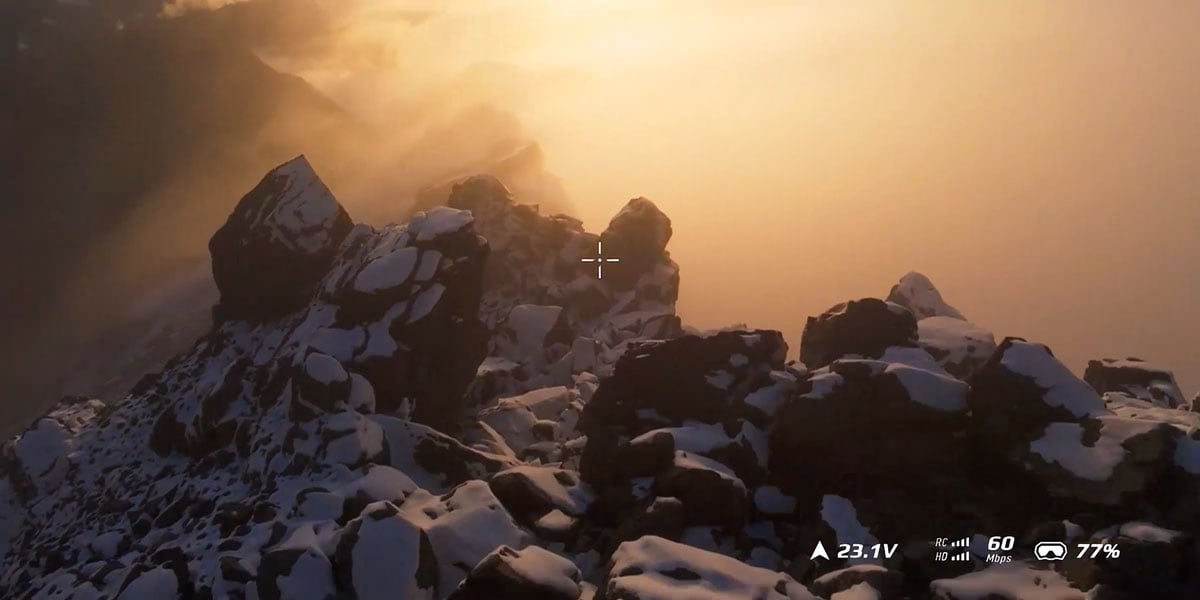 sample image of a snowy mountain top in camera