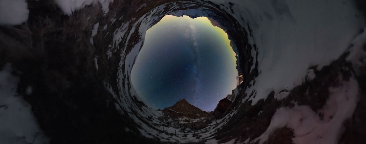 a 360-degree panoramic projection of a starry night sky