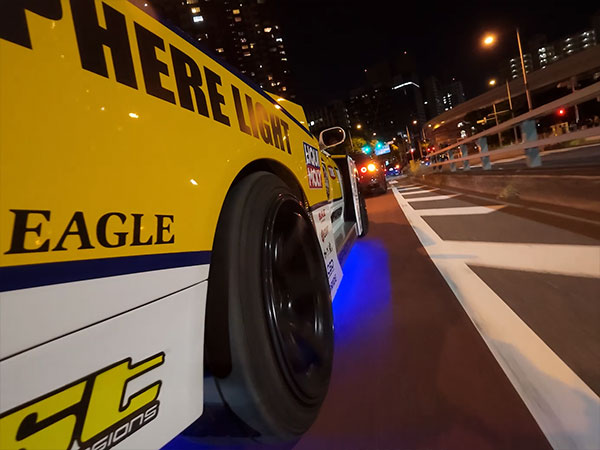 dji osmo action 6 race car at night