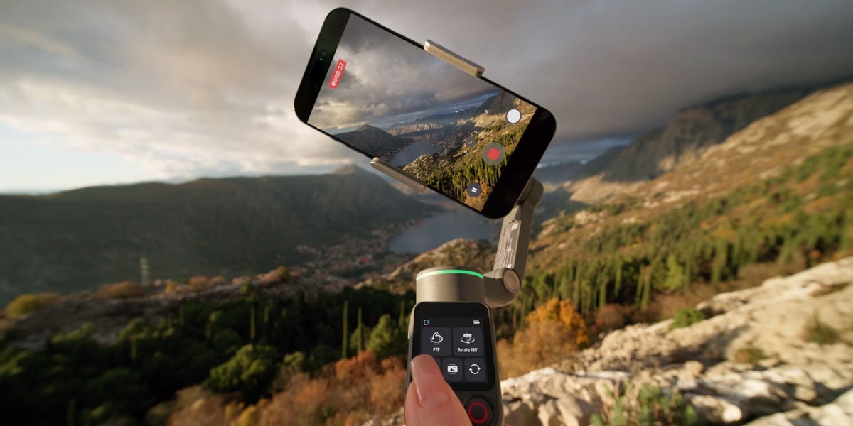 first person view of someone filming a spinshot using the osmo mobile 8p