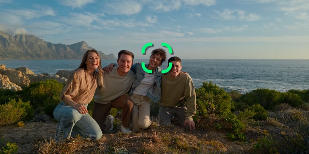 the dji osmo pocket 4 tracking a woman with a group of her friends on a cliffside