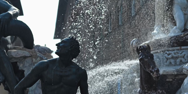 close up of the Fountain of Neptune in florence