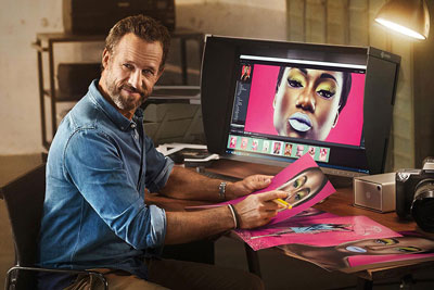 someone working using the eizo monitor