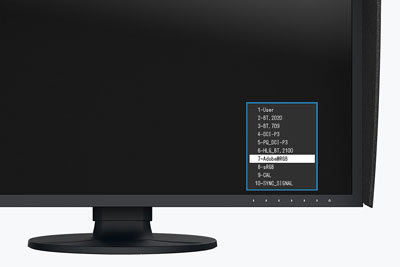close up of the presets on the eizo monitor