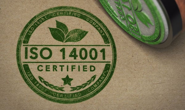 iso 14001 stamp on a box