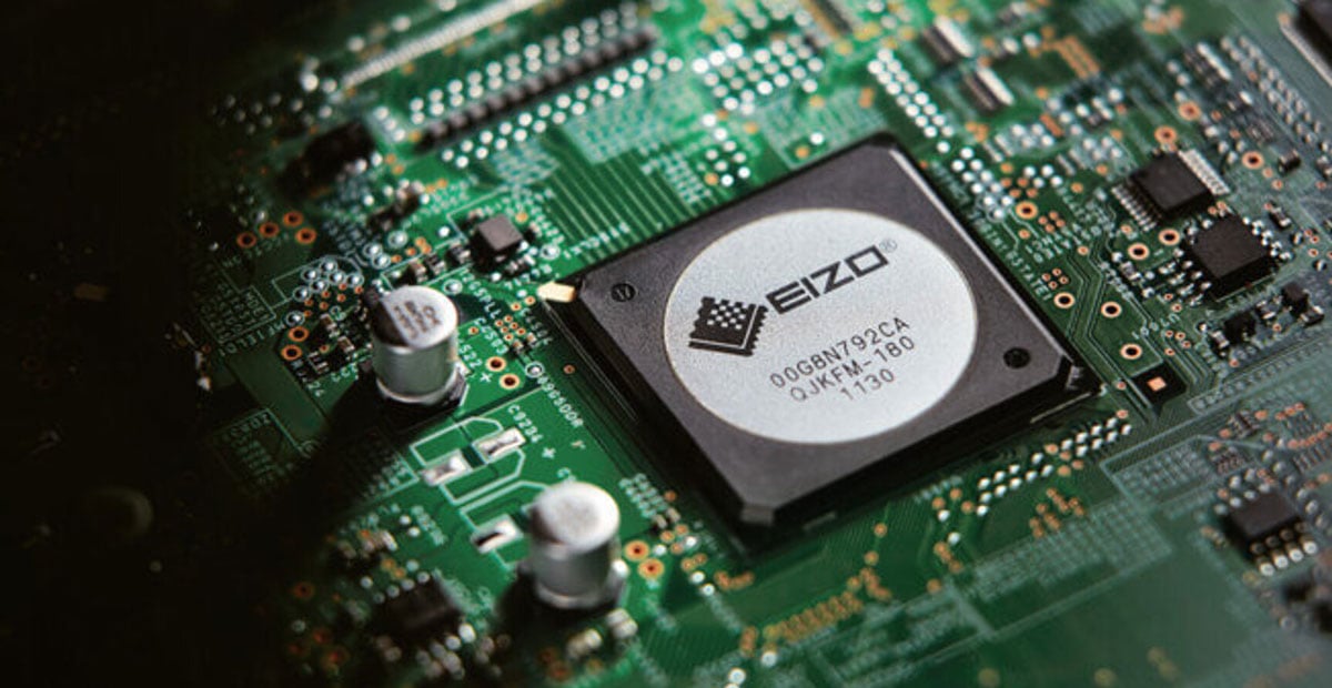 close up of the ezio microchip in a circuitboard