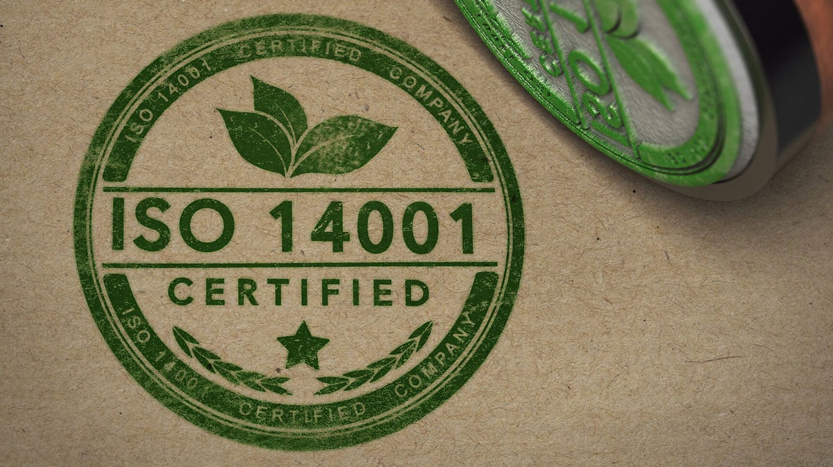 green iso stamp on a box