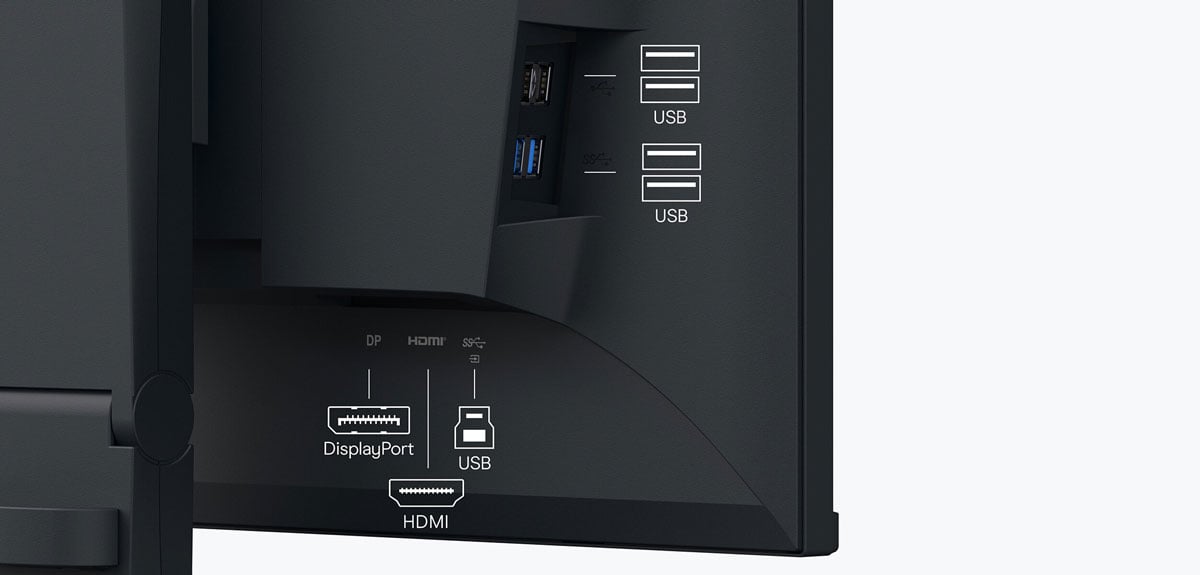 close up fo the ports on the eizo monitor