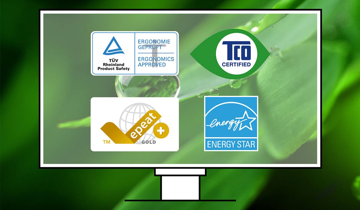 eizo monitor showing the logos for various standards