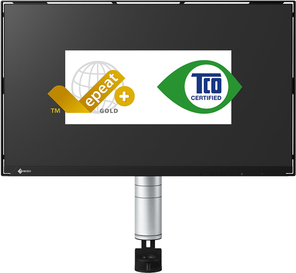 front view of the eizo monitor showing the energy rating and certificates