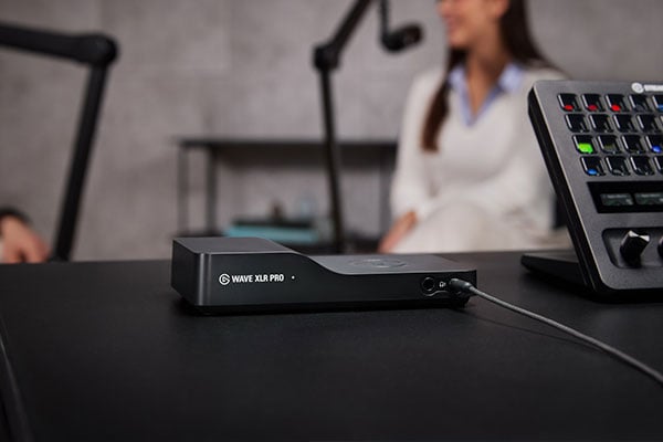 Elgato Wave XLR Pro being used while filming a podcast