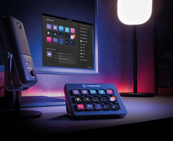 content-creation workstation featuring the stream deck mk.2