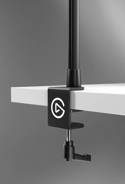 close up of the elgato key light desk mount