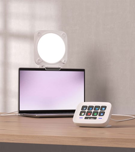 Elgato key light neo connected to a laptop