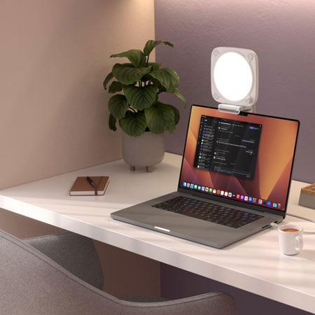 Elgato key light neo attached to a laptop
