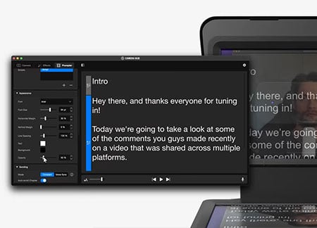 teleprompter display mode