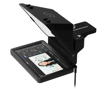 angled view of the teleprompter