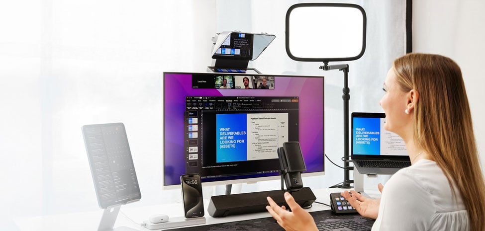 someone using the teleprompter