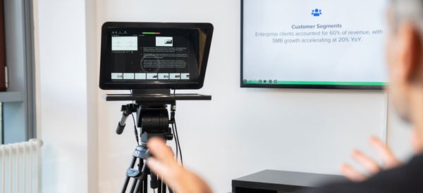 elgato teleprompter being used in office