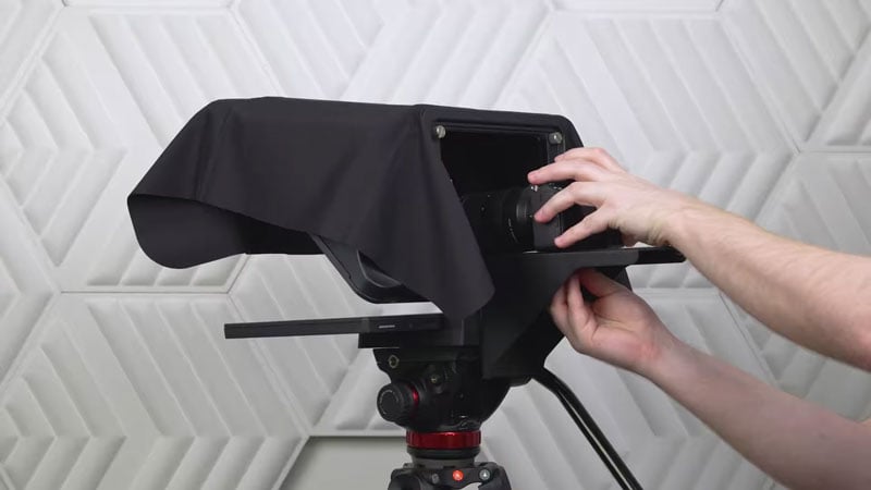 elgato teleprompter being setup
