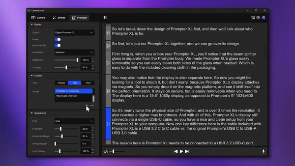 elgato teleprompter script manager