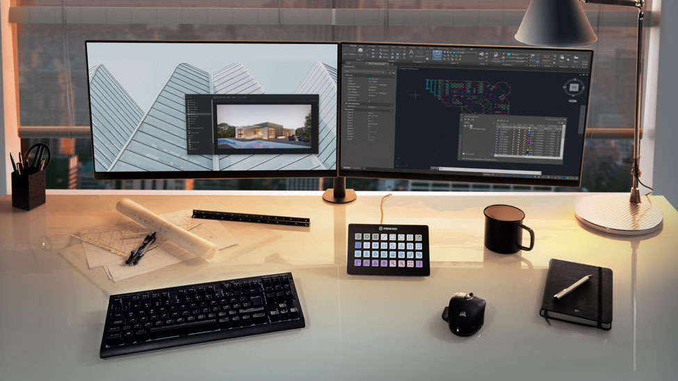 stream deck xl in a home office