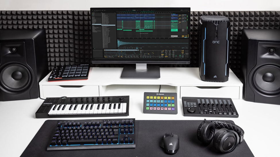 stream deck xl in a podcasting studio