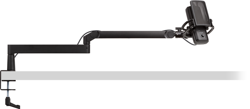 elgato wave mic arm lp attached to a desk