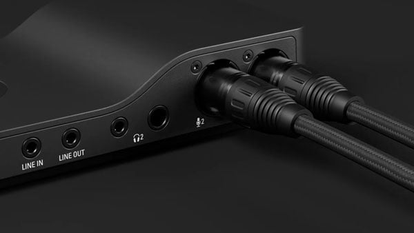 close up of the wave xlr xlr inputs