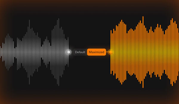 waveform comparison showing default settings and mix maximizer settings