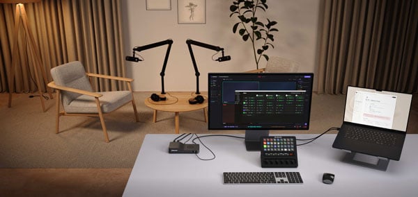 wave xlr pro in a podcasting setup