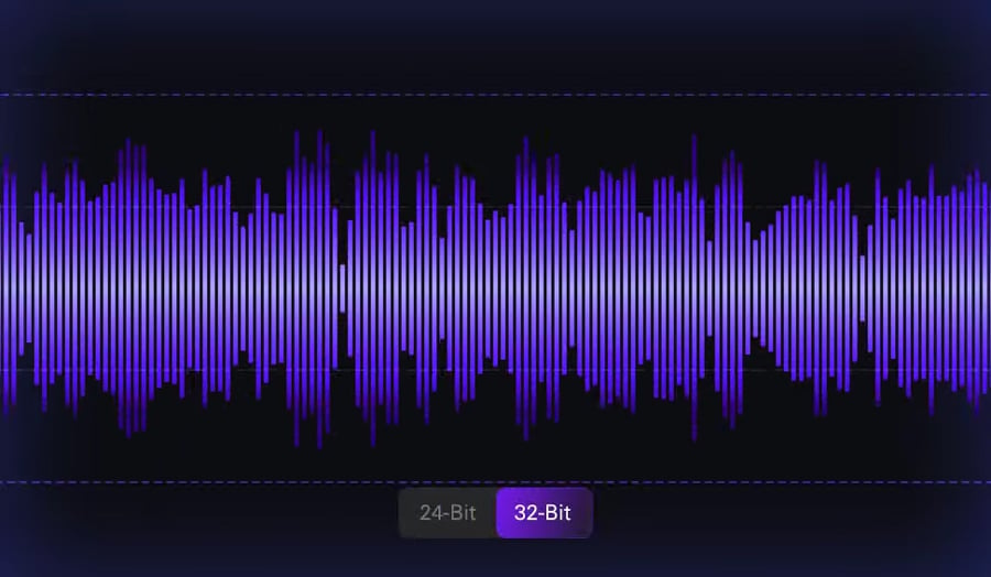 purple audio sound waves on a black background