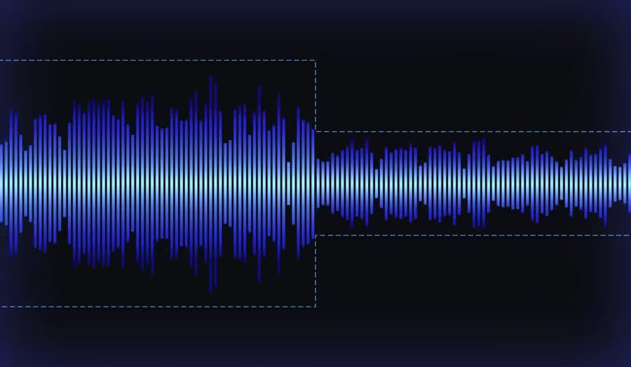 blue audio sound waves on a black background