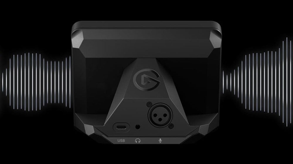 rear view of the elgato xlr with soundwave in the background