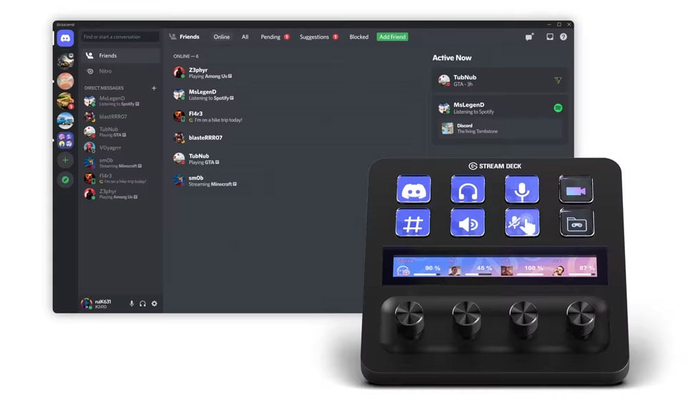 stream deck + with discord interface and button/mixer layout