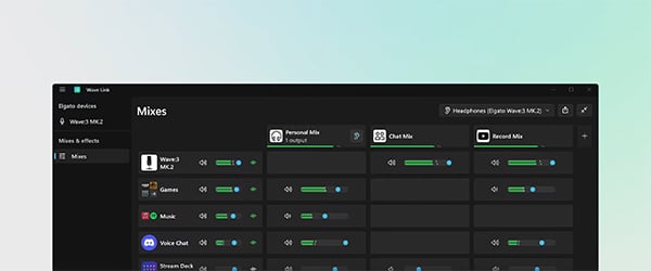 elgato wave link interface on a gradient background