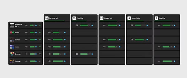 elgato wave link interface for different software control on a gradient background