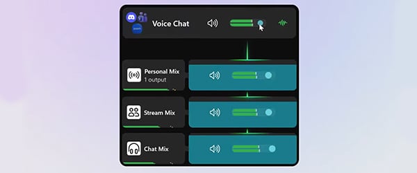 elgato wave link interface for audio groups on a gradient background