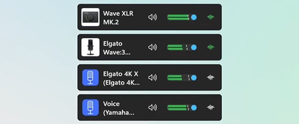 elgato wave link interface for different devices on a gradient background