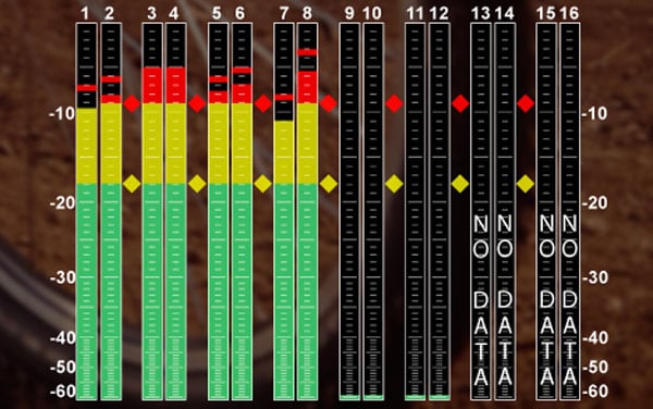 Vertical Audio Level Meters on the flanders monitor
