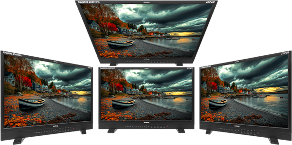 viewing angles demonstration with four views of the OLED monitor