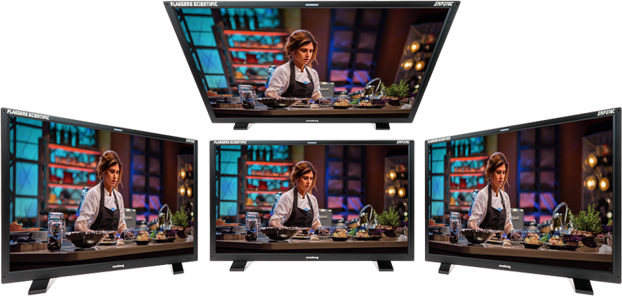 viewing angles demonstration with four views of the OLED monitor