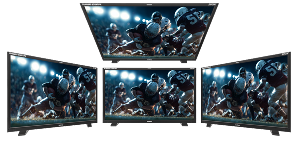 viewing angles demonstration with four views of the OLED monitor