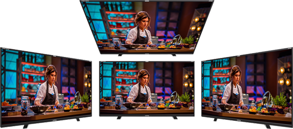 viewing angles demonstration with four views of the OLED monitor