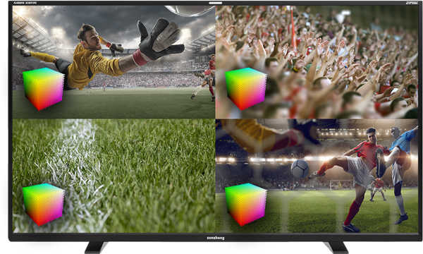 four camera feeds on the flanders monitor showing different LUTS