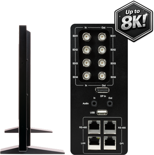 side view of the flanders reference monitor and close up of the ports