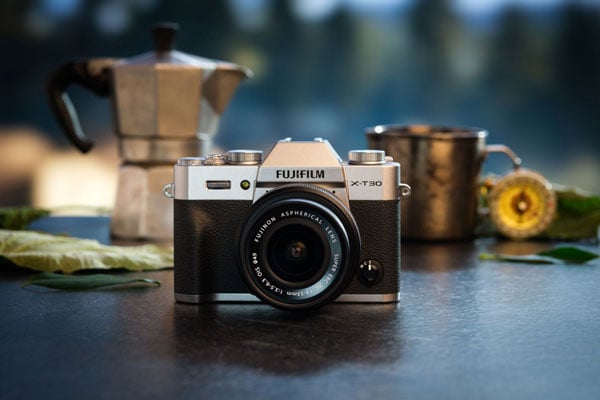 fujifilm camera on a table